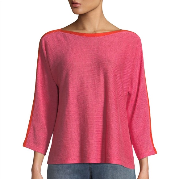 NWT Eileen Fisher Organic Linen Colorblock Box Top - Picture 7 of 7